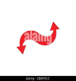 curve in direzione opposta frecce semplice disegno logo vettore Illustrazione Vettoriale