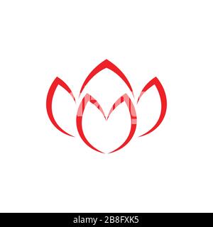 fiore rosso curve semplice disegno logo vettore Illustrazione Vettoriale