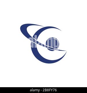 lettera astratta c vettore logo piano pianeta orbitale Illustrazione Vettoriale