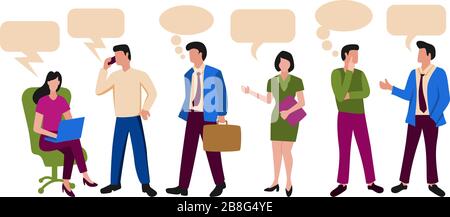 Illustrazione delle persone relativa all'attività dell'ufficio o del team di lavoro. Uomini e donne che lavorano attività per il business Illustrazione Vettoriale