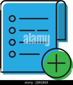 Aggiungi icona vettore elenco isolata su sfondo bianco Illustrazione Vettoriale