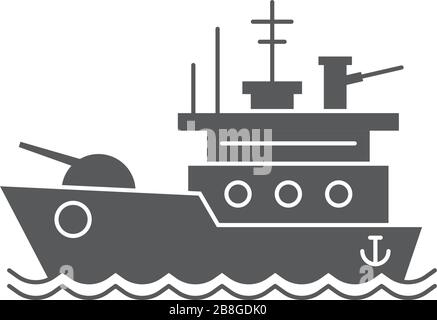 Icona del vettore di corazzata simbolo di marina isolato su sfondo bianco Illustrazione Vettoriale
