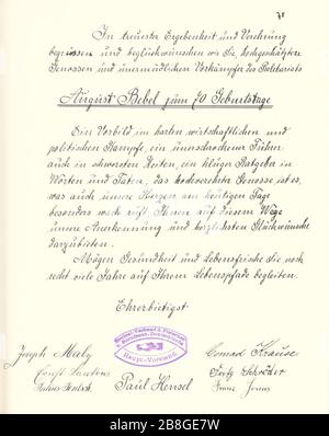 Goldenes Buch zum 70. Geburtstag Agosto Bebel 1910 Seite 070. Foto Stock