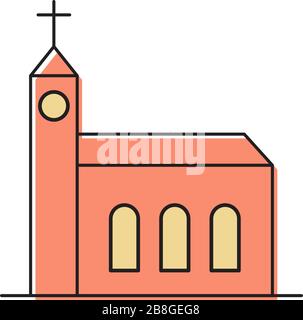 Chiesa edificio simbolo icona vettoriale Christian isolato su sfondo bianco Illustrazione Vettoriale