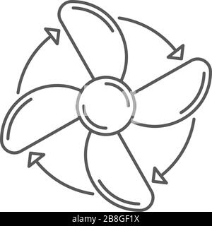 Simbolo del vettore di direzione della rotazione della ventola isolato su sfondo bianco Illustrazione Vettoriale