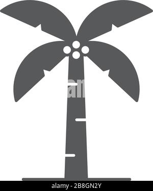 Palm tree icona vettore piatto design stile isolato su sfondo bianco Illustrazione Vettoriale