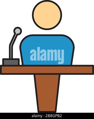 Altoparlante con microfono icona vettore isolato su sfondo bianco Illustrazione Vettoriale