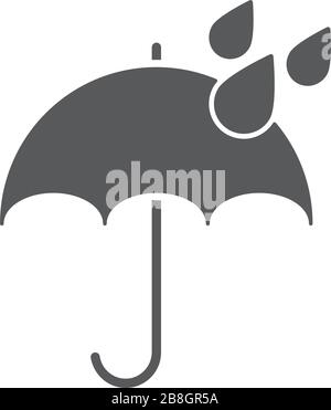 Ombrellone e pioggia vettore icona design piatto isolato su sfondo bianco Illustrazione Vettoriale