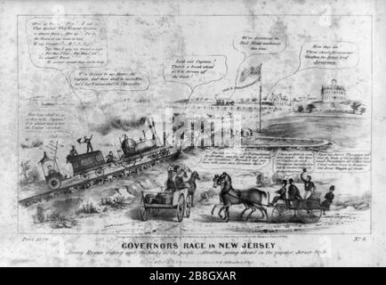I governatori corrono nel New Jersey. Giovane Hyson cavalcando le spalle della gente. Stratton prosegue nel popolare stile Jersey Foto Stock