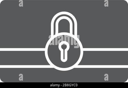 Carta di credito con icona a forma di lucchetto isolato su sfondo bianco Illustrazione Vettoriale