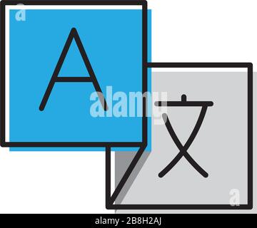icona lineare del servizio di traduzione linguistica. traduttore istantaneo.  strumento di interpretazione automatizzata. dizionario online.  illustrazione al tratto sottile. simbolo di contorno. disegno di contorno  isolato vettoriale. tratto