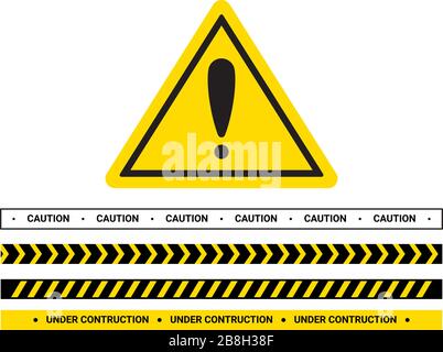 Frame rischio vettore. Attenzione cornice con strisce nere e gialle Illustrazione Vettoriale