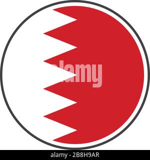 Cerchio bandiera bahrain con icona vettore isolato su sfondo bianco Illustrazione Vettoriale