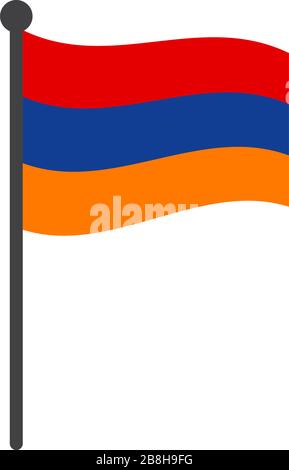 Bandiera dell'armenia con polo icona vettore isolato su sfondo bianco Illustrazione Vettoriale