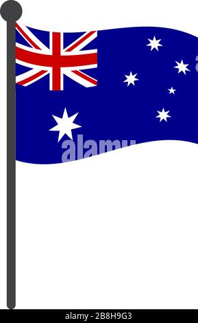 Bandiera dell'australia con polo icona vettore isolato su sfondo bianco Illustrazione Vettoriale