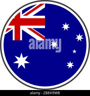Cerchio australia bandiera con icona vettore isolato su sfondo bianco Illustrazione Vettoriale
