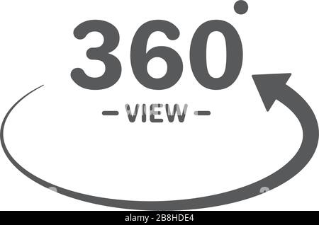 Vista a 360 icona vettore isolato su sfondo bianco Illustrazione Vettoriale