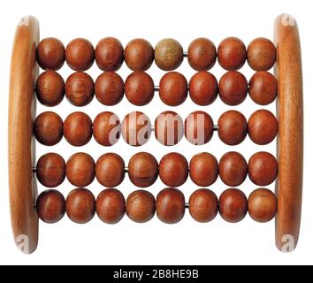 Massaggiatore per piedi in legno, isolato su sfondo bianco Foto Stock