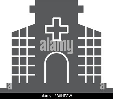 Ospedale icona Vettore, isolato su sfondo bianco Illustrazione Vettoriale