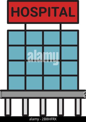 Ospedale icona Vettore, isolato su sfondo bianco Illustrazione Vettoriale