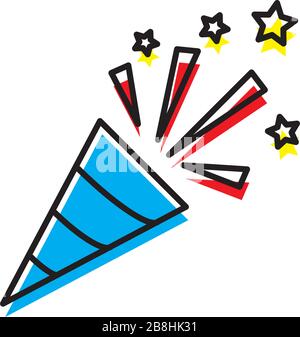 Coriandoli popper icona vettore concetto per party, isolato su sfondo bianco Illustrazione Vettoriale