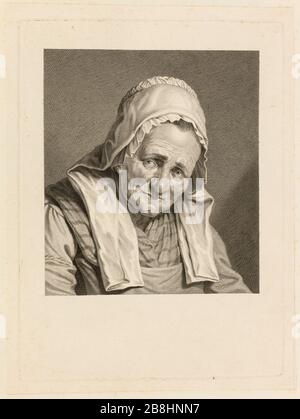 La buona donna della Normandia Johann Georg Wille (1715-1808). "La bonne femme de Normandie". Gravure au burin. Musée des Beaux-Arts de la Ville de Paris, Petit Palais. Foto Stock