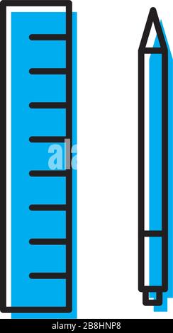 Righello, attrezzature, strumento di misurazione icona Vettore, isolato su sfondo bianco Illustrazione Vettoriale