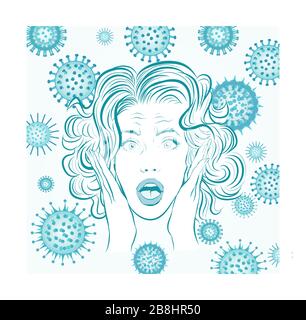 Panico di nuova infezione da virus corona-illustrazione vettoriale Illustrazione Vettoriale