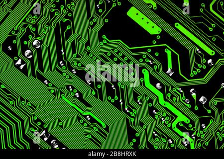 Circuito stampato elettronico - struttura verde e nera Foto Stock