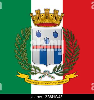 Polizia Penitenziaria stemma sulla bandiera italiana, Italia, illustrazione vettoriale Illustrazione Vettoriale