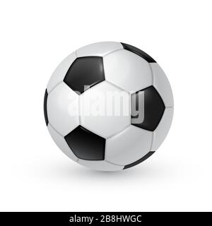 Pallone da calcio realistico vettore illustrazione isolato su sfondo bianco. Illustrazione Vettoriale
