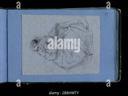 ALBUM VERDE 136 pagine (68 fogli) CARTA BLU Jean-Baptiste Carpeaux (1827-1875). Album vert de 136 pages (68 feuillets) de papier bleu, XIXème siècle. Musée des Beaux-Arts de la Ville de Paris, Petit Palais. Foto Stock
