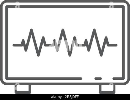 Simbolo del vettore del monitor cardiogramma isolato su sfondo bianco Illustrazione Vettoriale