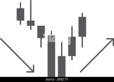 Diagramma a candele icona vettoriale simbolo trading isolato su sfondo bianco Illustrazione Vettoriale