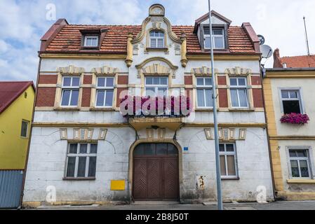 Vecchia locazione in via Rybaki a Czarnkow città in Czarnkow Trzcianka County, Grande Polonia Voivodato di Polonia Foto Stock