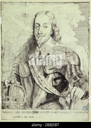 Carlo i, Re d'Inghilterra (Hollstein 117) Anton Van Dyck (1599-1641), Ritratto di Carlo Ier, roi d'Angleterre (Hollstein 117). Eau-forte. 1641. Musée des Beaux-Arts de la Ville de Paris, Petit Palais. Foto Stock