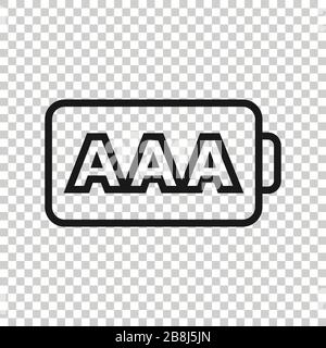 AAA batteria icona in stile appartamento. Livello di potenza illustrazione vettoriale bianco su sfondo isolato. Accumulatore al litio concetto aziendale. Illustrazione Vettoriale