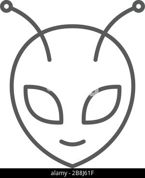 Simbolo dell'icona del vettore emoticon alieno isolato su sfondo bianco Illustrazione Vettoriale