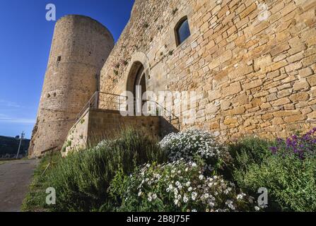 Mura del Castello Normanno in località Salemi situata in provincia di Trapani nella Sicilia sud-occidentale Foto Stock