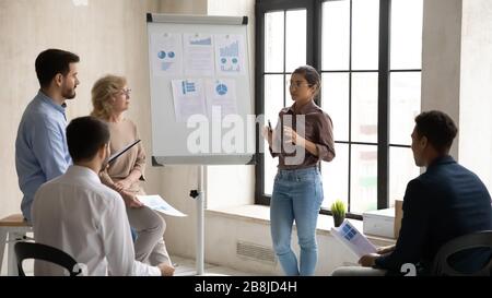 Le madrevite indiane hanno messo a fuoco la presentazione su whiteboard Foto Stock