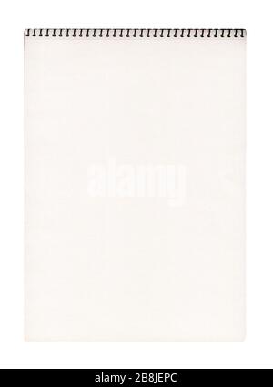 Notebook su spirale isolato su bianco. Isolamento del notebook vuoto. Aprire il notebook isolato Foto Stock