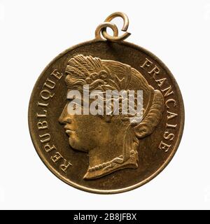 Giornata Nazionale, 14 luglio 1882 Médaille commémorative de la Fête nationale, 14 juillet 1882. Parigi, musée Carnavalet. Foto Stock