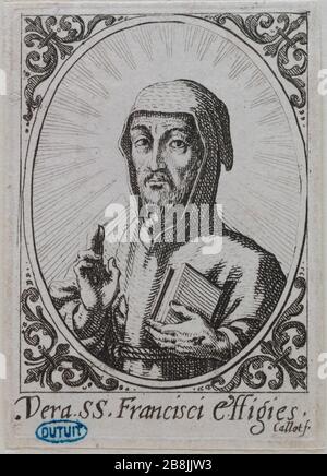 Vera effigie di San Francesco (Lieure 370 Meaume 142) Jacques Callot (1592-1635). "La Vraie effigie de Saint François" (Lieure 370, Meaume 142). Eau-forte. 1ère moitié du XVIIème siècle. Musée des Beaux-Arts de la Ville de Paris, Petit Palais. Foto Stock