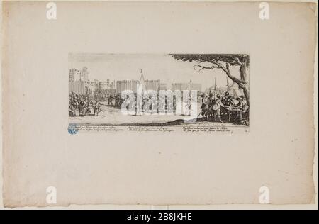 Le grandi miserie di guerra, l'elenco delle truppe. Secondo numero di una serie di 18 pezzi (Lieure 1340 Meaume 565) Jacques Callot (1592-1635). 'Les Grandes misères de la guerre, l'Enrôlement des Troupes. Deuxième numéro d'une suite de 18 pièces' (Lieure 1340, Meaume 565). Eau-forte. 1633. Musée des Beaux-Arts de la Ville de Paris, Petit Palais. Foto Stock