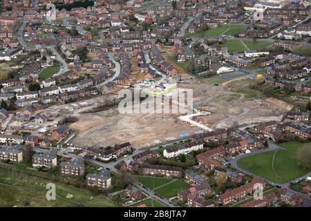 Veduta aerea dello sviluppo delle Keepmoat Homes, Willow Park, Middleton, Manchester, Regno Unito Foto Stock