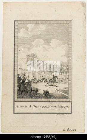 Assassinio del principe Lambesc Tuileries, 12 luglio 1789, evento della Rivoluzione francese, l'attuale distretto 1. (TF) Foto Stock