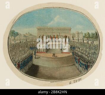 Rivoluzione francese: Messa sull'altare della Patria. Fête de la Fédération a Champ de Mars. 14 luglio 1790 (titolo fittizio) Foto Stock