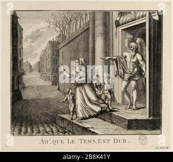 Allegoria sulla miseria pubblica. Rivoluzione francese vecchio regime. Il tempo che insegue donne e bambini una casa. 1789. (TF) Foto Stock