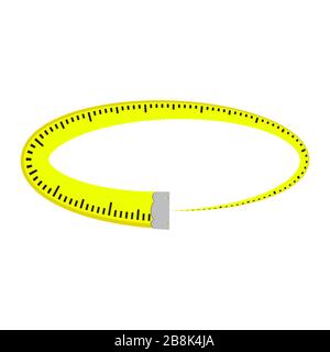 Strumento per la costruzione della Roulette di tenuta manuale. Icona del nastro di misurazione industriale isolata su sfondo bianco Illustrazione Vettoriale