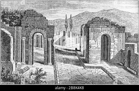 Illustrazione della porta di Ercolano a Pompei, progettato da Gian Battista Piranesi nei primi 1800s Foto Stock